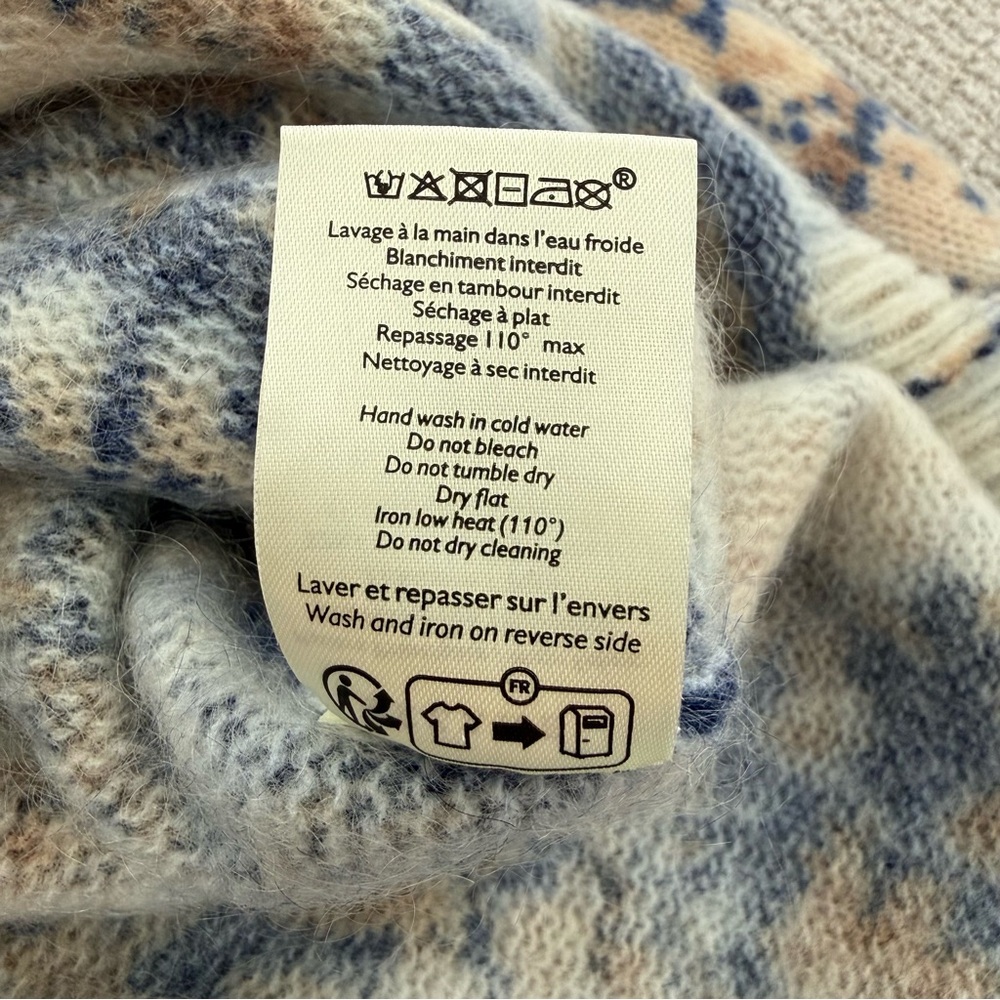Sezane Blue and Cream Floral Crewneck Sweater - Picture 9 of 9
